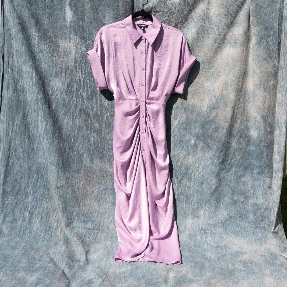 Steve Madden Tori Satin Midi Dress | Size 6 | Lavender | Spring/ Brunch